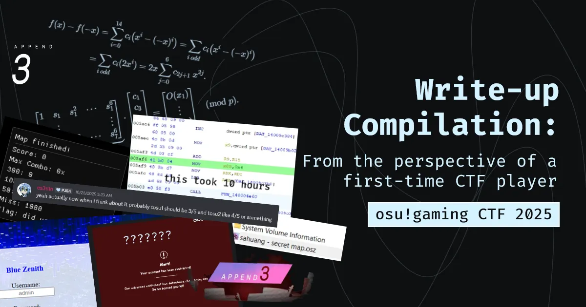 osu!gaming CTF 2025: Writeup Compilation